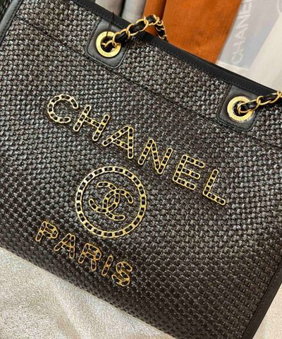 Túi xách nữ chanel* cói đan nẹp chữ logo xích vàng đẹp sang SIÊU CẤP