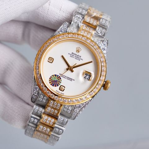 Đồng hồ nam Rolex* dây kim loại nạm full kim cương case 41mm
