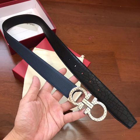 Belt nam SALVATORE* mặt trạm hoạ tiết dây da bò bản 3,5cm dùng 2 mặt