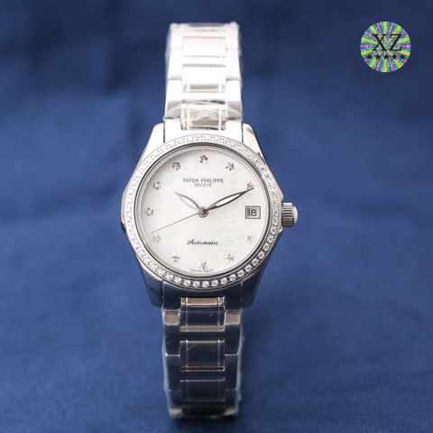 Đồng hồ nữ Patek* Philippe* dây kim loại case 33mm máy cơ SIÊU CẤP