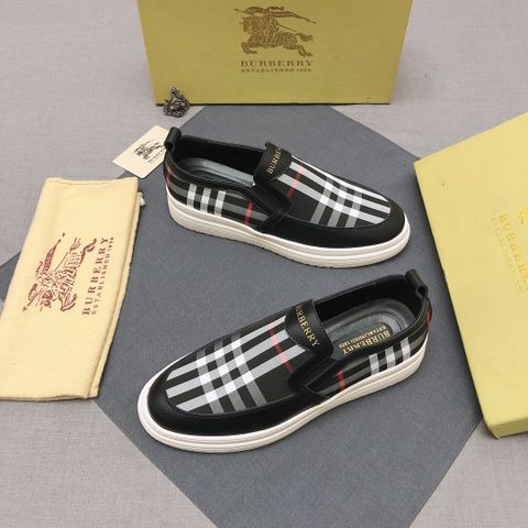 Giày slip on nam Burberry* chất vải kẻ pha da