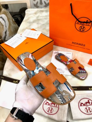 Dép nữ Hermes* quai da bò lỳ mềm đế hoạ tiết có nhiều màu đẹp SIÊU CẤP