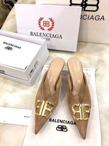 Sục nữ BALENCIAGA* mũi nhọn da lộn khoá logo vàng đẹp sang cao cấp