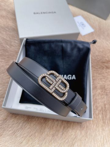 Belt nữ BALENCIAGA* mặt logo nạm đá dây da bò lỳ mềm đẹp sang cao cấp bản 2cm 3cm 3,5cm