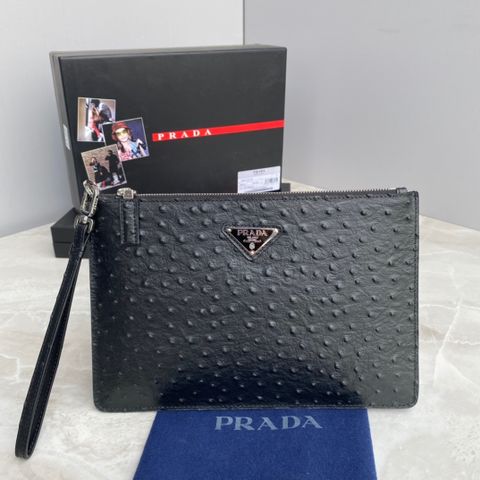 Clutch PRADA* vân đà điểu đẹp sang lịch lãm size 28cm đẹp cao cấp