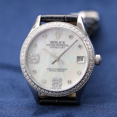 Đồng hồ nữ rolex dây da case 32mm viền kim đẹp thanh lịch SIÊU CẤP