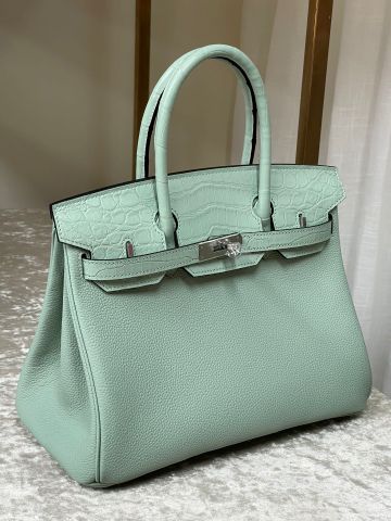 Túi xách nữ Hermes* birkin da bò togo phối cá sấu đẹp SIÊU CẤP