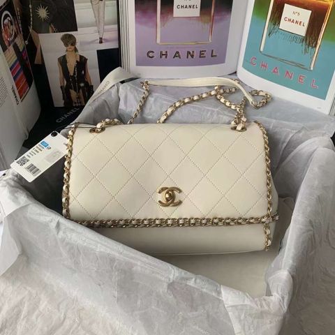 Túi xách nữ chanel* da cừu viền xích vàng đẹp sang SIÊU CẤP