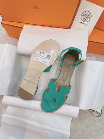 Sandal nữ Hermes* đế bệt quai da bò nhiều màu đẹp SIÊU CẤP