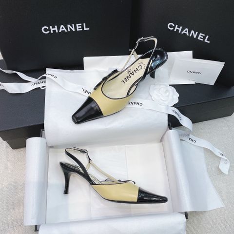 Giày cao gót chanel* cao 8cm dáng hở gót da bò