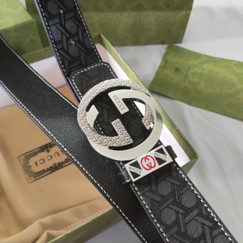 Belt nam GUCCI* bản 3,8cm mặt vân đen dây dùng 2 mặt