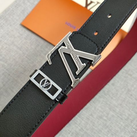 Belt nam LV* dây da bò dùng 2 mặt bản 4cm mặt belt vân đen đẹp