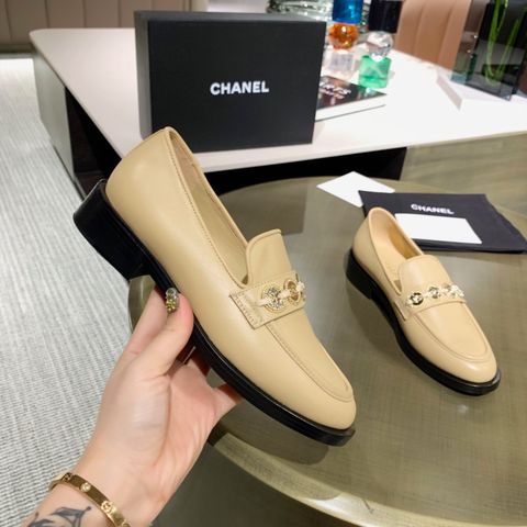 Giày nữ chanel* đế 3,5cm da bò lỳ mềm đai đồng xu vàng SIÊU CẤP