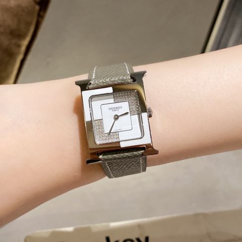 Đồng hồ nữ Hermes* mặt chữ H case 26mm nạm kim dây da