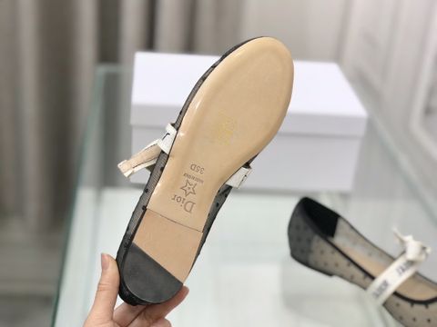 Giày bệt Dior* lưới chấm bi quai chữ đen trắng đẹp sang SIÊU CẤP