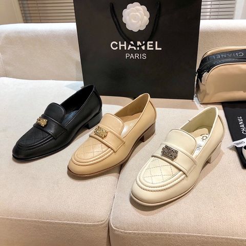 Giày nữ chanel* đế 3,5cm da bò trần trám khoá vàng đẹp sang SIÊU CẤP