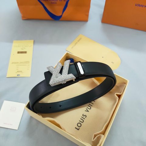 Belt nữ LV* bản 2,5cm mặt nạm đá đẹp sang dây da bò dùng 2 mặt