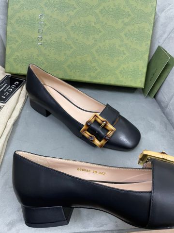 Giày nữ GUCCI* da bò lỳ đế 2,5cm đẹp sang SIÊU CẤP