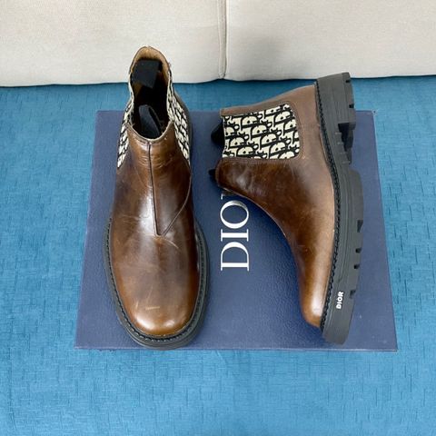 Giày nam cao cổ Dior* đế 3cm da bò lỳ phối hoạ tiết oblique đẹp