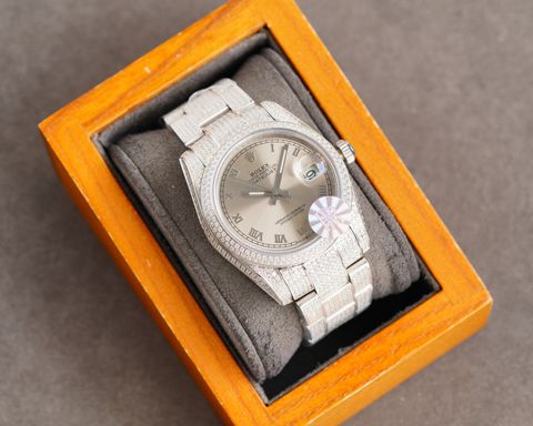 Đồng hồ nam nữ rolex dây kim loại nạm kim cương case 36mm