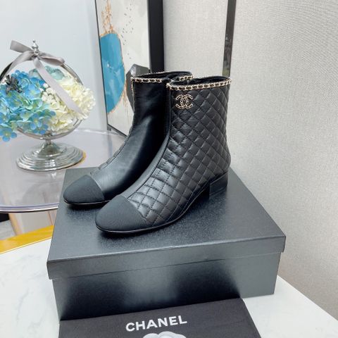 Boot chanel* SIÊU CẤP cổ lỡ da bò trần trám phối màu đẹp 