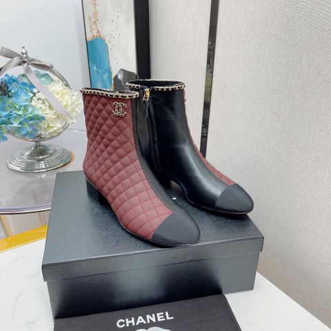 Boot chanel* SIÊU CẤP cổ lỡ da bò trần trám phối màu đẹp