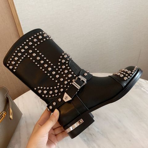 Boot cổ lỡ PHILIPP* PLEIN* da bò tán đinh tròn bạc kiểu đẹp độc VIP 1:1