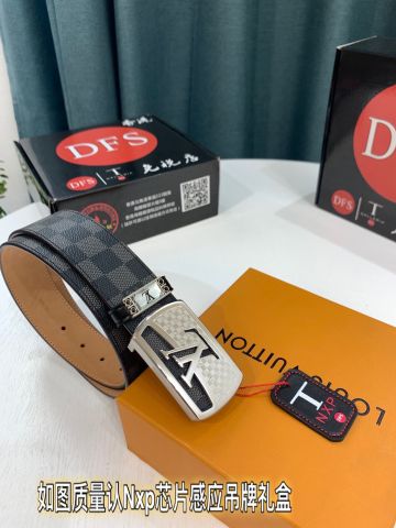 Belt nam LV* bản 3,8cm mặt đúc dập karo