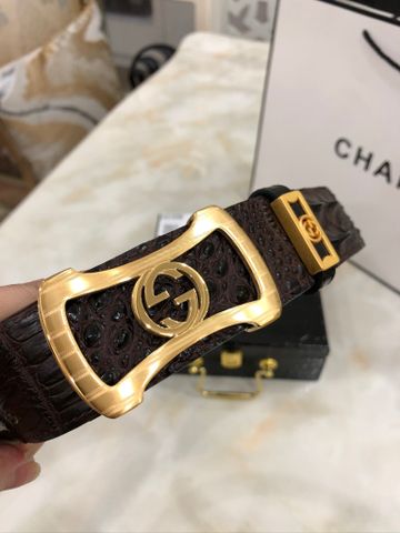 Belt nam GUCCI dây da cá sấu mặt mạ vàng 18k