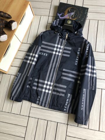 Áo khoác nam BURBERRY* có mũ hoạ tiết kẻ có 2 màu