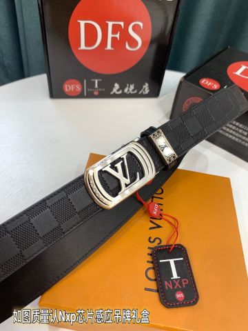 Belt nam LV* dây da bò dập karo đẹp