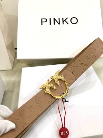 Belt nữ Pinko* da bò mềm dập nổi hoạ tiết mặt vàng