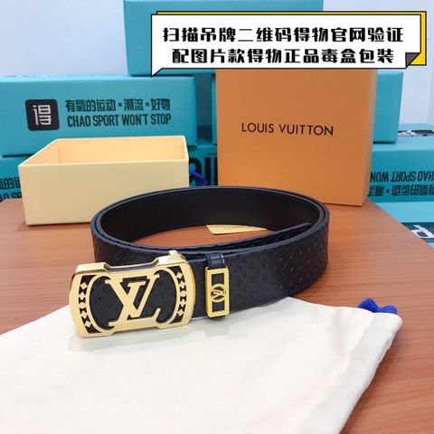 Belt nam LV* bản 3,8cm dây da bò dập hoạ tiết Monogram