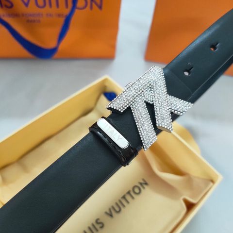 Belt nữ LV* bản 2,5cm dây da bò mặt logo nạm đá đẹp sang