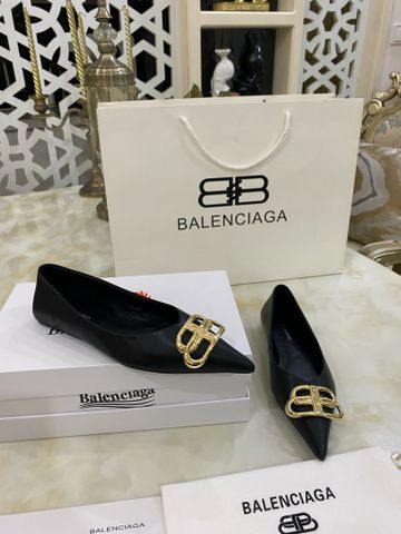 Giày bệt BALENCIAGA* mũi nhọn da bò lỳ logo vàng đẹp sang SIÊU CẤP