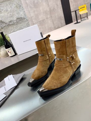 Boot BALENCIAGA* da bò lỳ và da lộn cổ lỡ nẹp bạc kiểu đẹp độc VIP 1:1