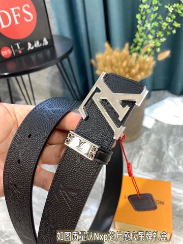 Belt nam LV* dây da dập hoạ tiết Monogram bản 3,8cm