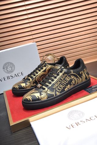 Giày nam buộc dây VERSACE* da bò lỳ hoa văn vàng đẹp