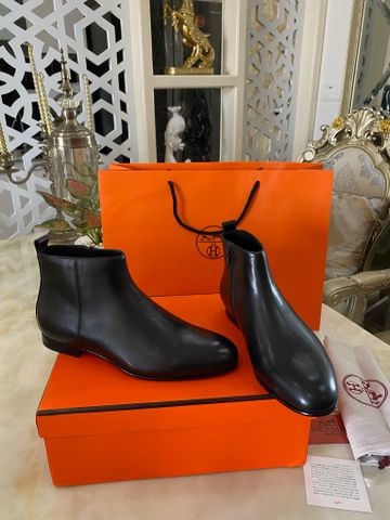 Giày nam cao cổ Hermes* da bò lỳ mềm