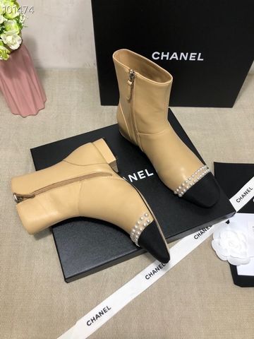 Boot chanel* cổ lỡ da bò đế 3cm mũi ngọc đẹp sang SIÊU CẤP