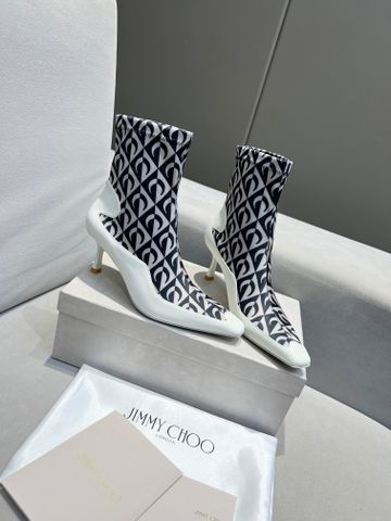 Boot JIMMY* CHOO* cao 7cm cổ lỡ da bò