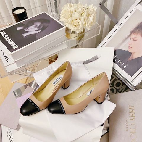 Giày cao gót JIMMY* CHOO* SIÊU CẤP cao 6cm da bò lỳ mũi bọc đen đẹp sang