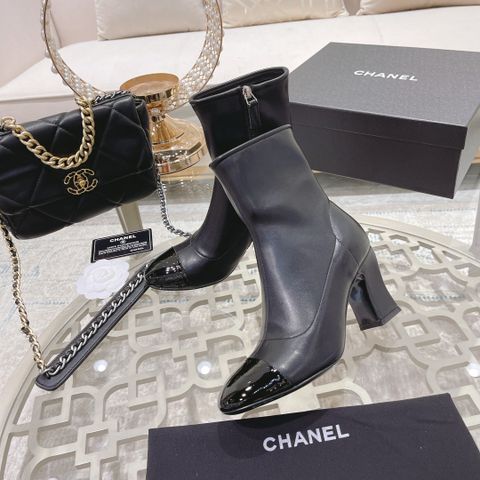 Boot chanel* cổ lỡ da lỳ và da lộn cao 7,5cm đẹp cao cấp