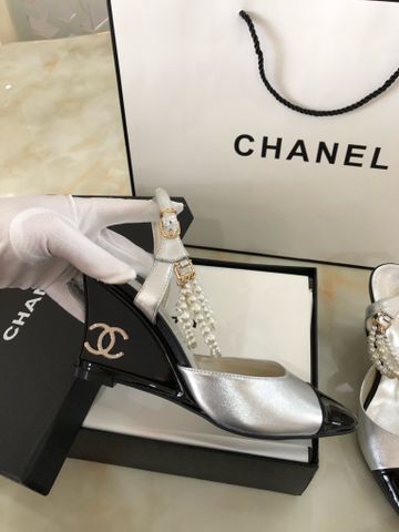 Giày cao gót chanel* đế xuồng nẹp logo bạc