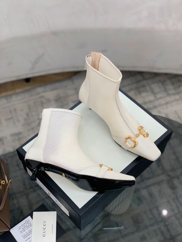 Boot lưới GUCCI* cao 5cm mũi và gót phối da lỳ khoá logo vàng đẹp sang siêu cấp