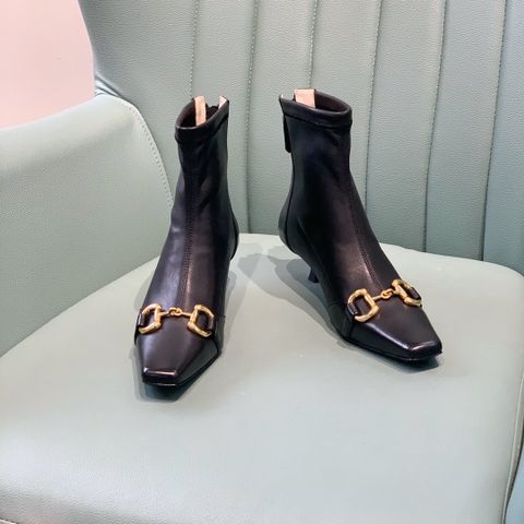 Boot GUCCI* cổ lỡ mũi nhọn cao 5,5cm da bò lỳ mềm đẹp khoá vàng đẹp sang SIÊU CẤP