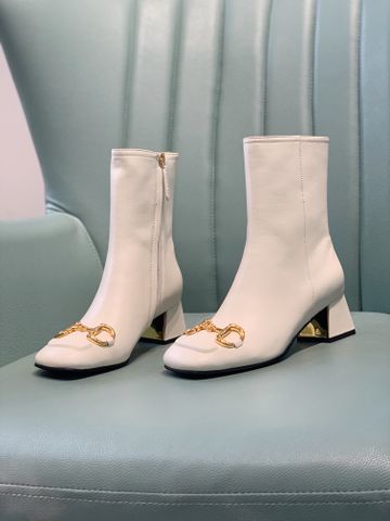 Boot GUCCI* cổ lỡ gót vuông cao 5,5cm da bò lỳ mềm khoá vàng đẹp sang SIÊU CẤP