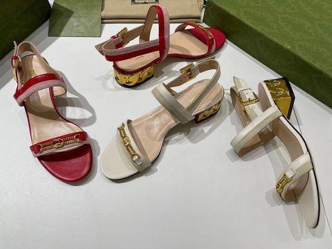 Sandal cao gót GUCCI* quai và gót da bò