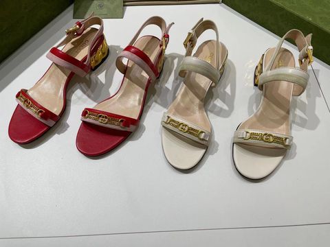 Sandal cao gót GUCCI* quai và gót da bò