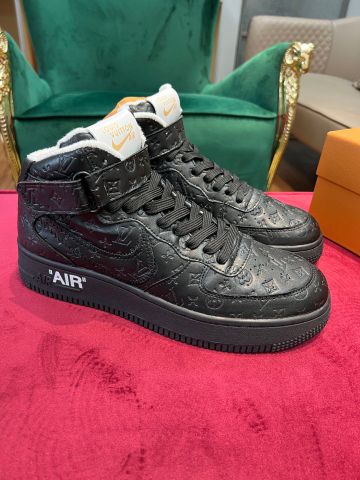 Sneaker LV* x off white cho nam cao cổ da bò dập Monogram